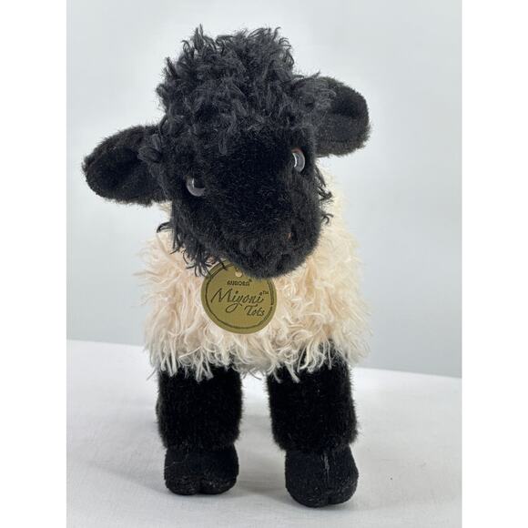 Miyoni Tots Black Head White Body Fuzzy Sheep Plush Stuffed Animal 8" - Picture 3 of 6